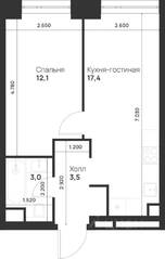 ЖК «Voice Towers», планировка 1-комнатной квартиры, 36.00 м²