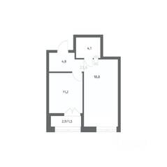 ЖК «NEWПИТЕР», планировка 1-комнатной квартиры, 40.44 м²