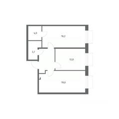 ЖК «Парусная 1», планировка 2-комнатной квартиры, 64.70 м²