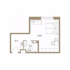 Апарт-комплекс «VIDI», планировка студии, 34.30 м²