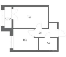 ЖК «NEWПИТЕР», планировка 1-комнатной квартиры, 36.74 м²