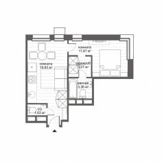 Апарт-комплекс «CitiMix Новокосино», планировка 1-комнатной квартиры, 40.10 м²