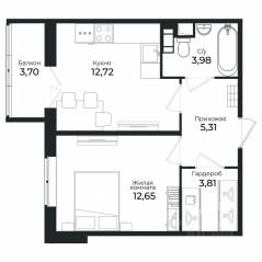ЖК «Sertolovo Park», планировка 1-комнатной квартиры, 37.60 м²