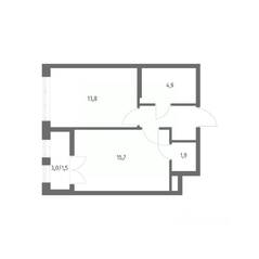 ЖК «NEWПИТЕР», планировка 1-комнатной квартиры, 41.90 м²