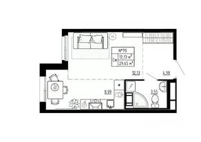 МЖК «Аннино Сити», планировка студии, 30.00 м²