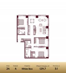 ЖК «Prime Park», планировка 4-комнатной квартиры, 129.70 м²