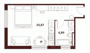 МФК «SAAN», планировка студии, 29.76 м²