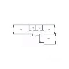 ЖК «Парусная 1», планировка 2-комнатной квартиры, 68.10 м²