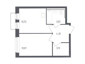 ЖК «Рублевский Квартал», планировка 1-комнатной квартиры, 32.00 м²
