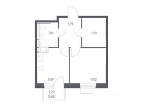 ЖК «Пятницкие Луга», планировка 1-комнатной квартиры, 36.70 м²