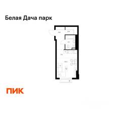 ЖК «Белая Дача парк», планировка студии, 28.20 м²
