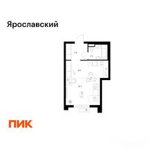ЖК «Ярославский», планировка студии, 29.20 м²