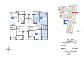 ЖК «Ново-Никольское», планировка 2-комнатной квартиры, 73.00 м²
