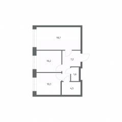 ЖК «NEWПИТЕР», планировка 2-комнатной квартиры, 52.20 м²