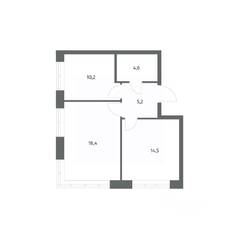 ЖК «NEWПИТЕР», планировка 2-комнатной квартиры, 52.89 м²