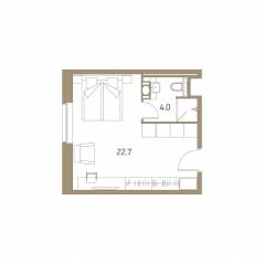 Апарт-комплекс «VIDI», планировка студии, 26.90 м²