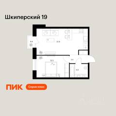 ЖК «Шкиперский 19», планировка 1-комнатной квартиры, 43.50 м²