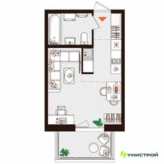 МЖК «Лисино», планировка 1-комнатной квартиры, 27.07 м²