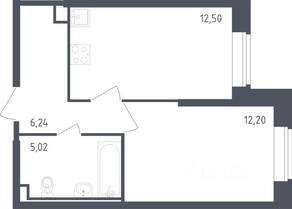 ЖК «Живи! В Рыбацком», планировка 1-комнатной квартиры, 35.96 м²