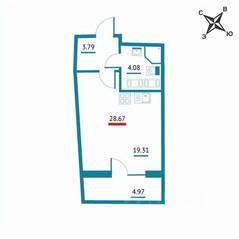 ЖК «Левитан», планировка студии, 28.67 м²