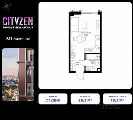 ЖК «Cityzen», планировка студии, 26.30 м²