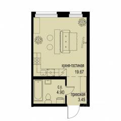 ЖК «ID Murino III», планировка студии, 28.02 м²