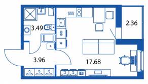 ЖК «Полис ЛАВрики», планировка студии, 24.70 м²