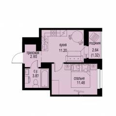 ЖК «ID Murino III», планировка студии, 30.67 м²