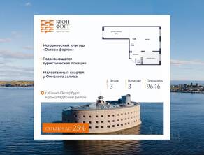 МЖК «Кронфорт. Центральный», планировка 3-комнатной квартиры, 96.16 м²