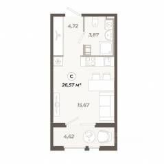 ЖК «Знатный», планировка студии, 26.57 м²