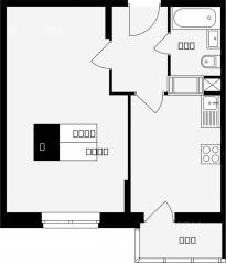ЖК «Красная горка», планировка 1-комнатной квартиры, 41.20 м²