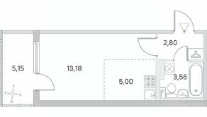 МЖК «Любоград», планировка студии, 26.09 м²