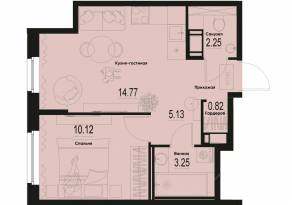 ЖК «ID Murino III», планировка 1-комнатной квартиры, 36.34 м²