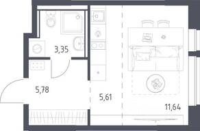 ЖК «Егорово Парк», планировка 1-комнатной квартиры, 26.38 м²