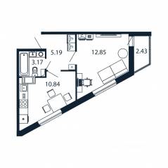 ЖК «Полис ЛАВрики», планировка 1-комнатной квартиры, 31.20 м²