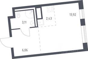 ЖК «Квартал Лаголово», планировка студии, 25.52 м²