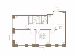 ЖК «Фабрикант», планировка 3-комнатной квартиры, 72.00 м²