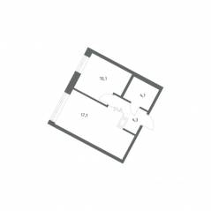 ЖК «NEWПИТЕР», планировка 1-комнатной квартиры, 35.72 м²