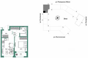 ЖК «Страна.Парковая», планировка 2-комнатной квартиры, 37.51 м²