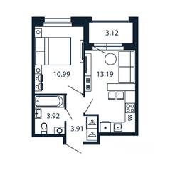 ЖК «Полис Новоселье», планировка 1-комнатной квартиры, 31.60 м²