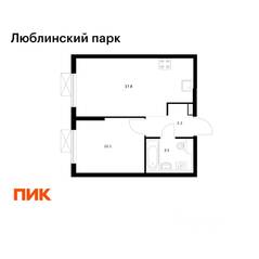 ЖК «Люблинский парк», планировка 1-комнатной квартиры, 34.70 м²