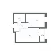 ЖК «NEWПИТЕР», планировка 1-комнатной квартиры, 36.92 м²