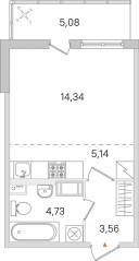 ЖК «Ясно. Янино», планировка студии, 29.29 м²