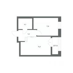 ЖК «NEWПИТЕР», планировка 1-комнатной квартиры, 36.83 м²