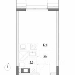 Апарт-комплекс «Wellbe», планировка студии, 19.40 м²