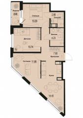 ЖК «ID Murino III», планировка 3-комнатной квартиры, 63.72 м²