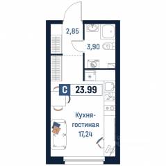 ЖК «Максималист», планировка студии, 23.99 м²