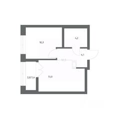 ЖК «NEWПИТЕР», планировка 1-комнатной квартиры, 32.86 м²
