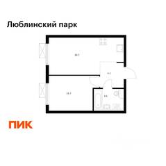 ЖК «Люблинский парк», планировка 1-комнатной квартиры, 35.00 м²
