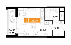 ЖК «Планерный квартал», планировка студии, 29.20 м²